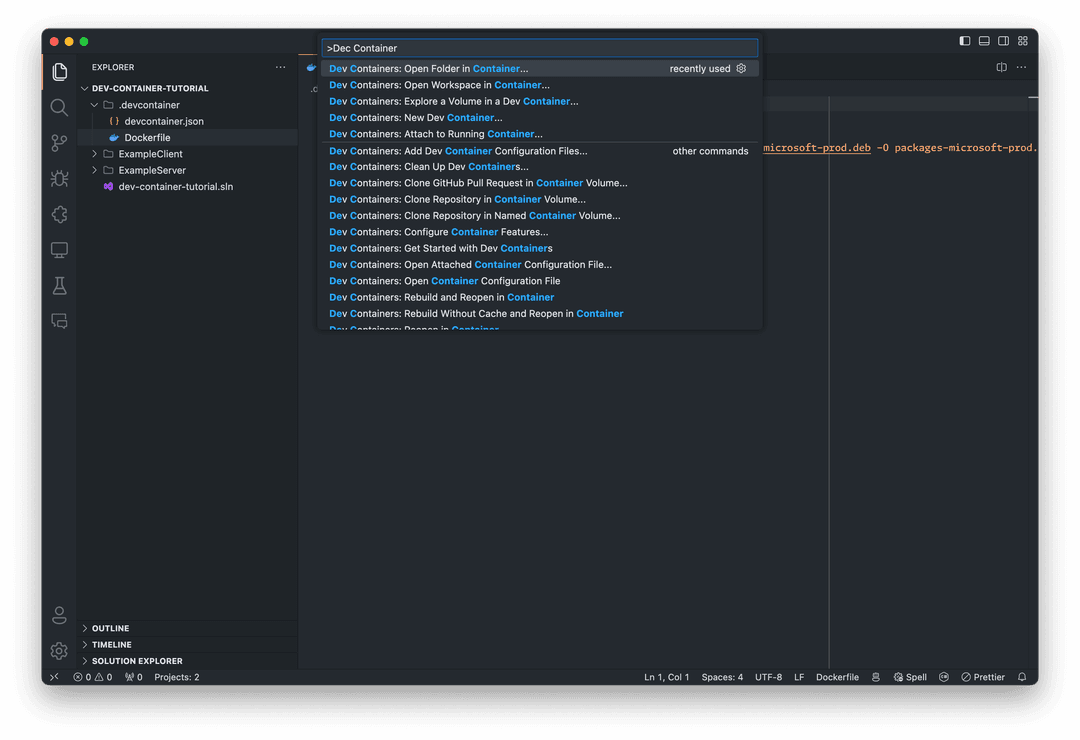 Command Palette in VS Code